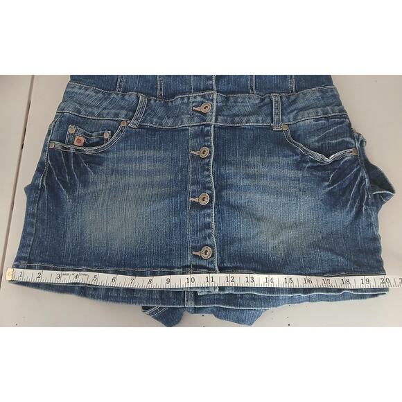 Y2K Paris Blues Micro Mini Denim Dress Button Skirt Womens LG Preppy Western - Picture 9 of 12